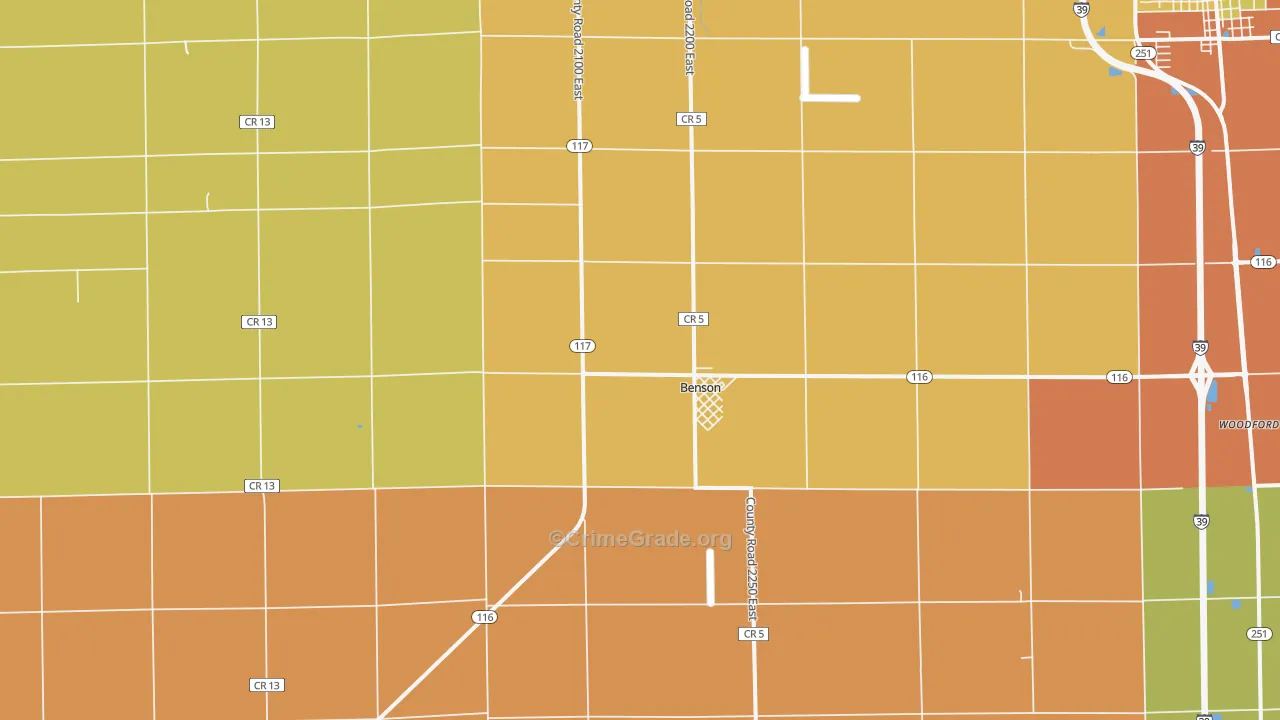Benson, IL Map of Burglary Rates