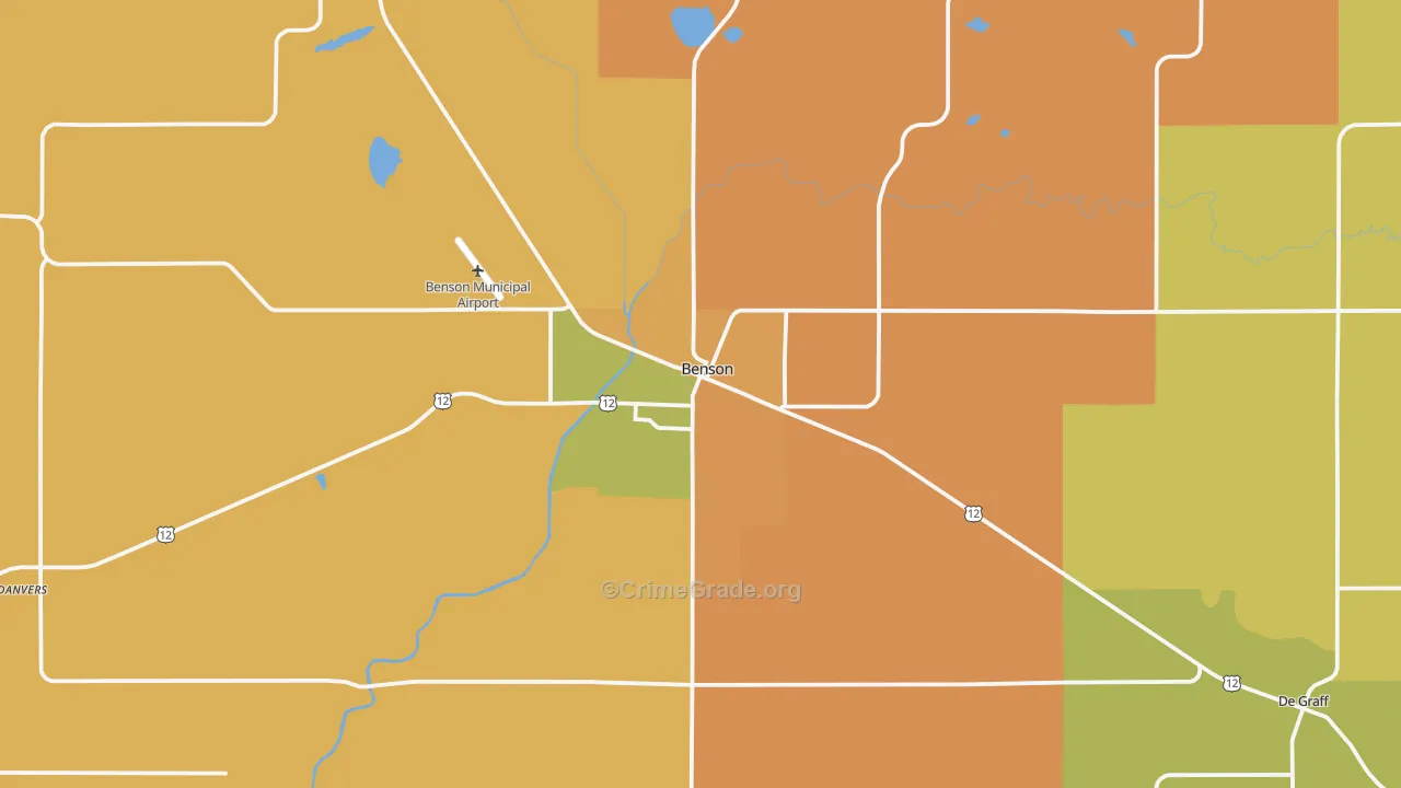 Benson, MN Map of Burglary Rates