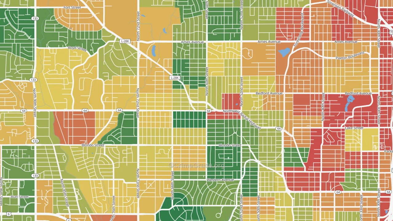 Benson, Omaha, NE Map of Burglary Rates
