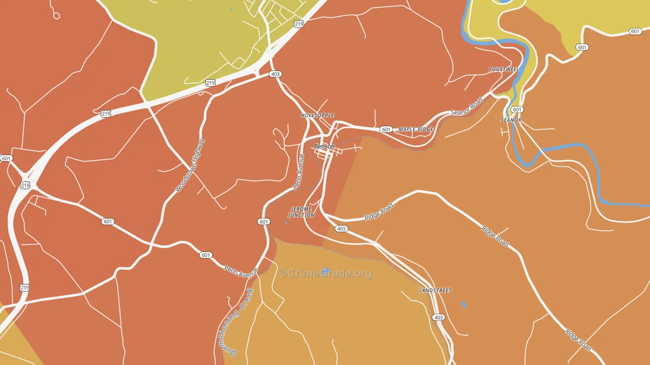 Benson, PA Map of Burglary Rates