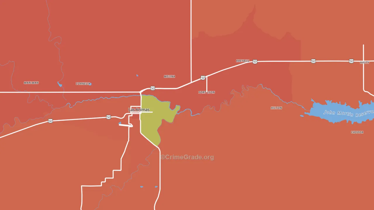 Bent County, CO Map of Burglary Rates