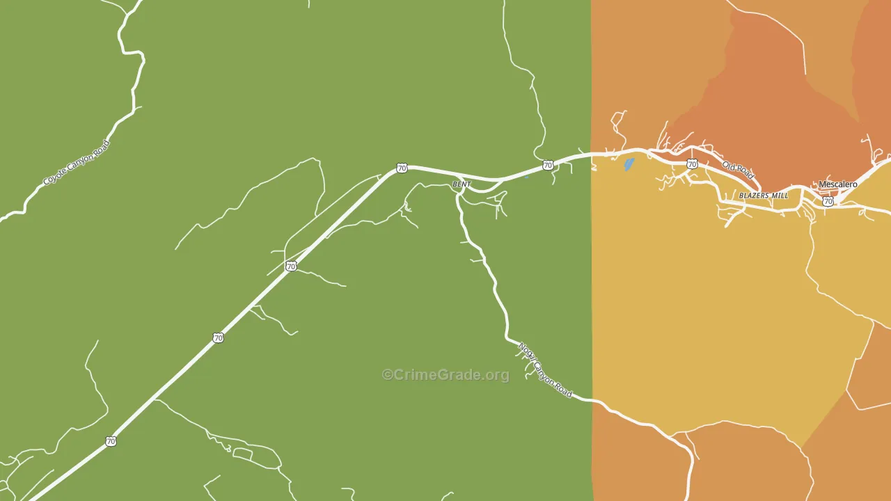 Bent, NM Map of Burglary Rates