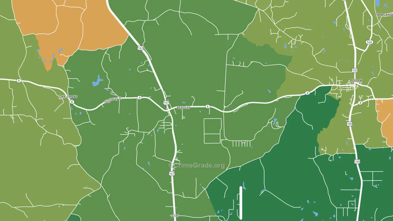 Bentley, LA Map of Burglary Rates