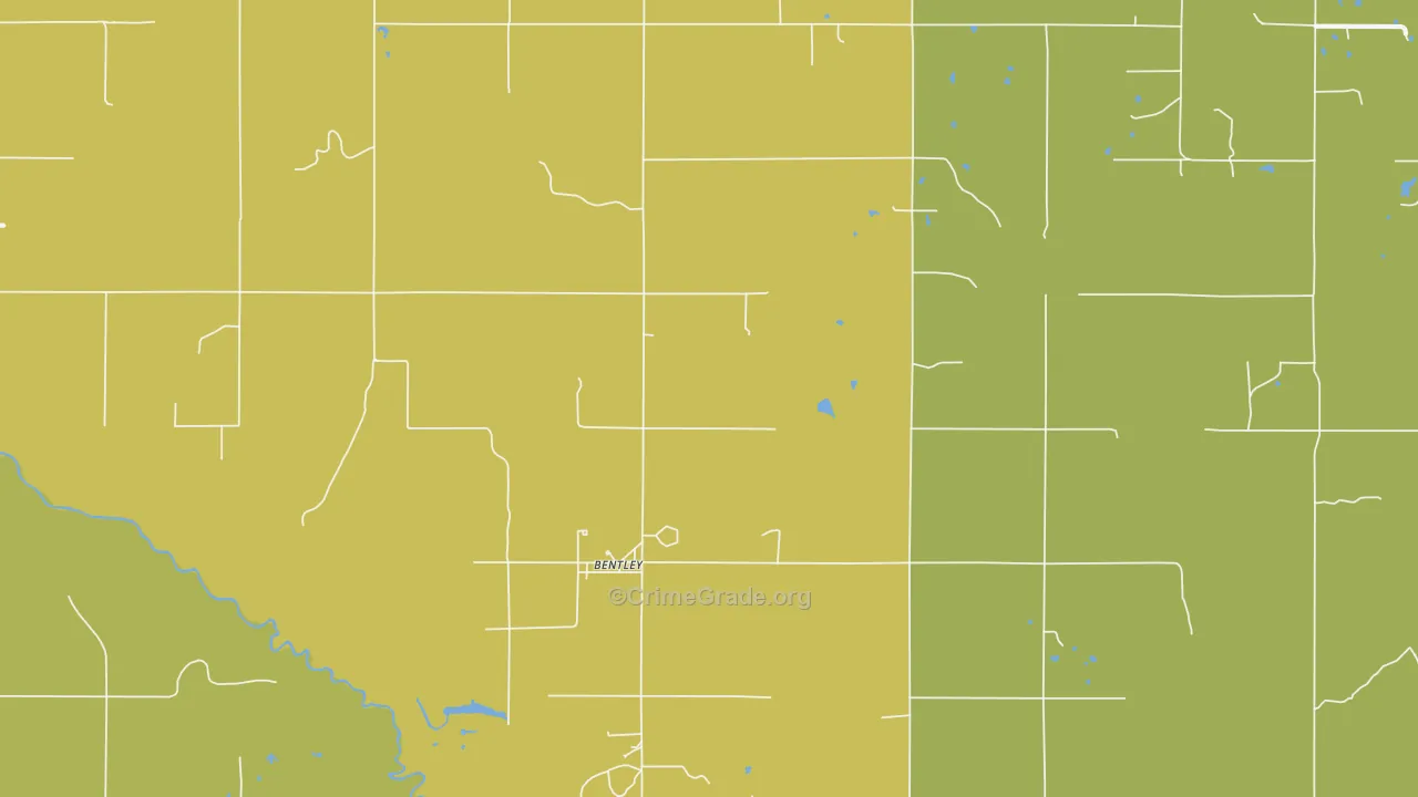 Bentley, OK Map of Burglary Rates