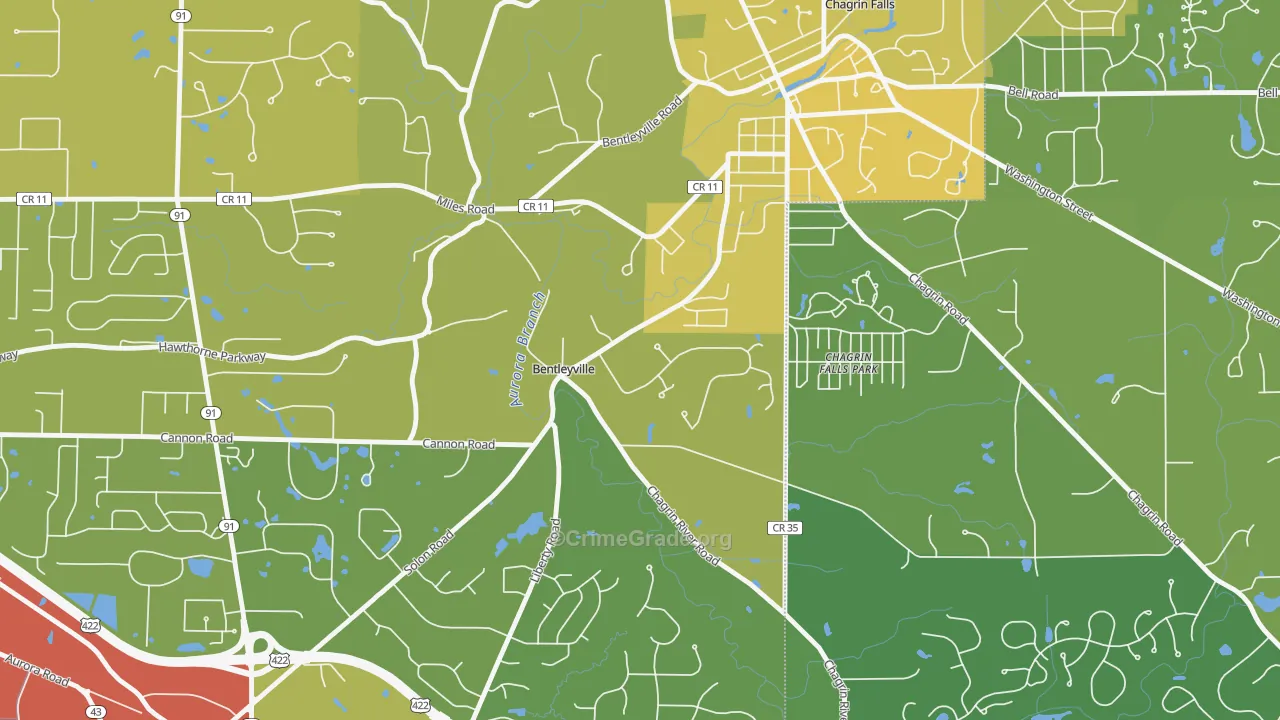 Bentleyville, OH Map of Burglary Rates
