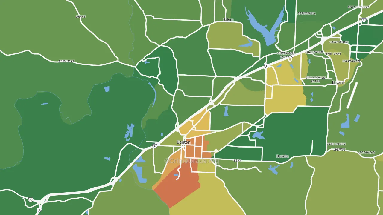 Benton, AR Map of Burglary Rates