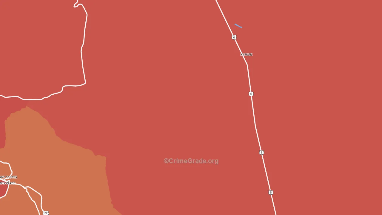 Benton, CA Map of Burglary Rates
