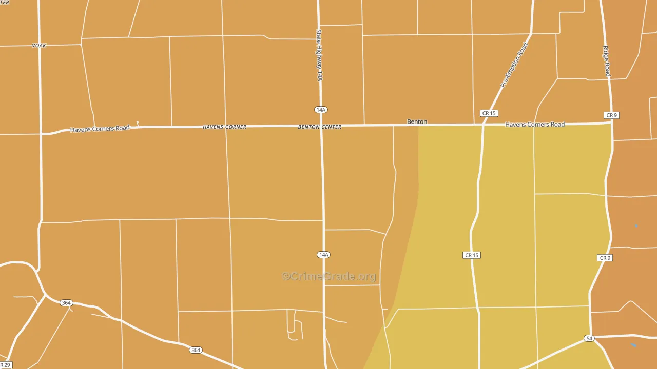 Benton Center, NY Map of Burglary Rates
