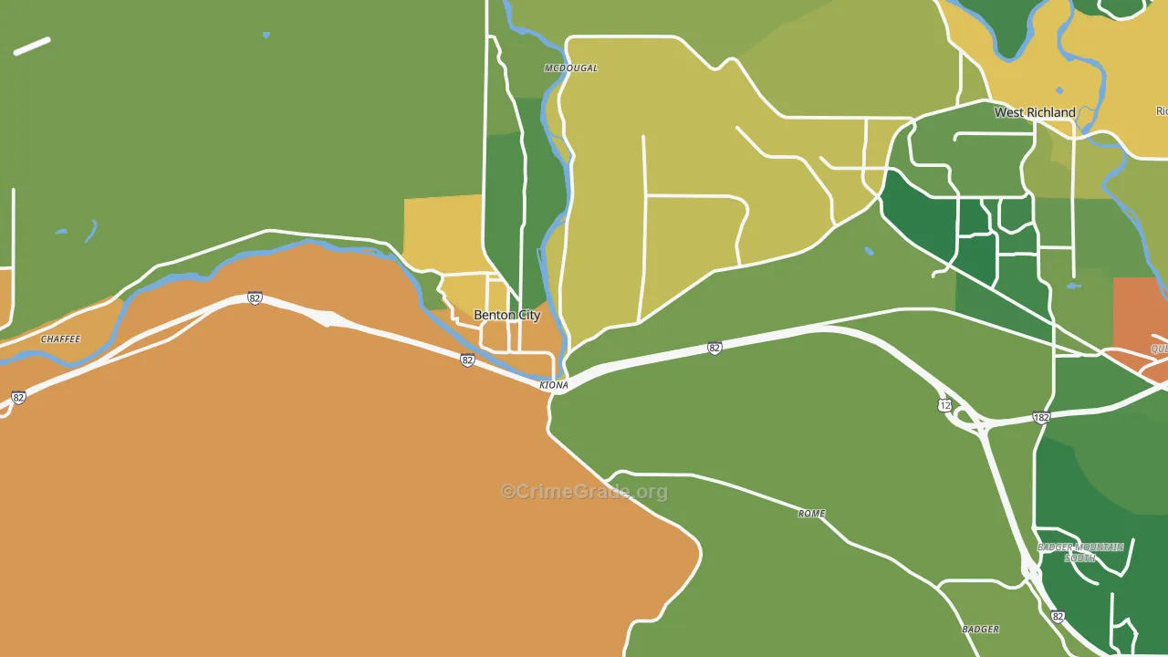 Benton City, WA Map of Burglary Rates
