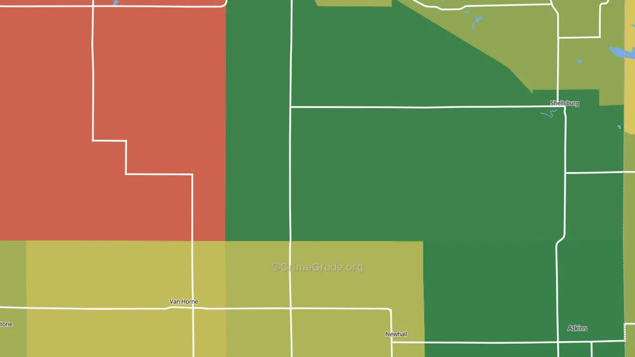 Benton County, IA Map of Burglary Rates