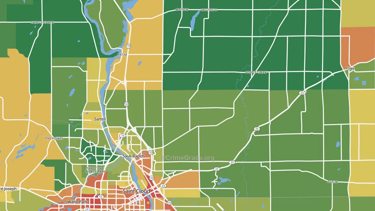 Benton County, MN Map of Burglary Rates
