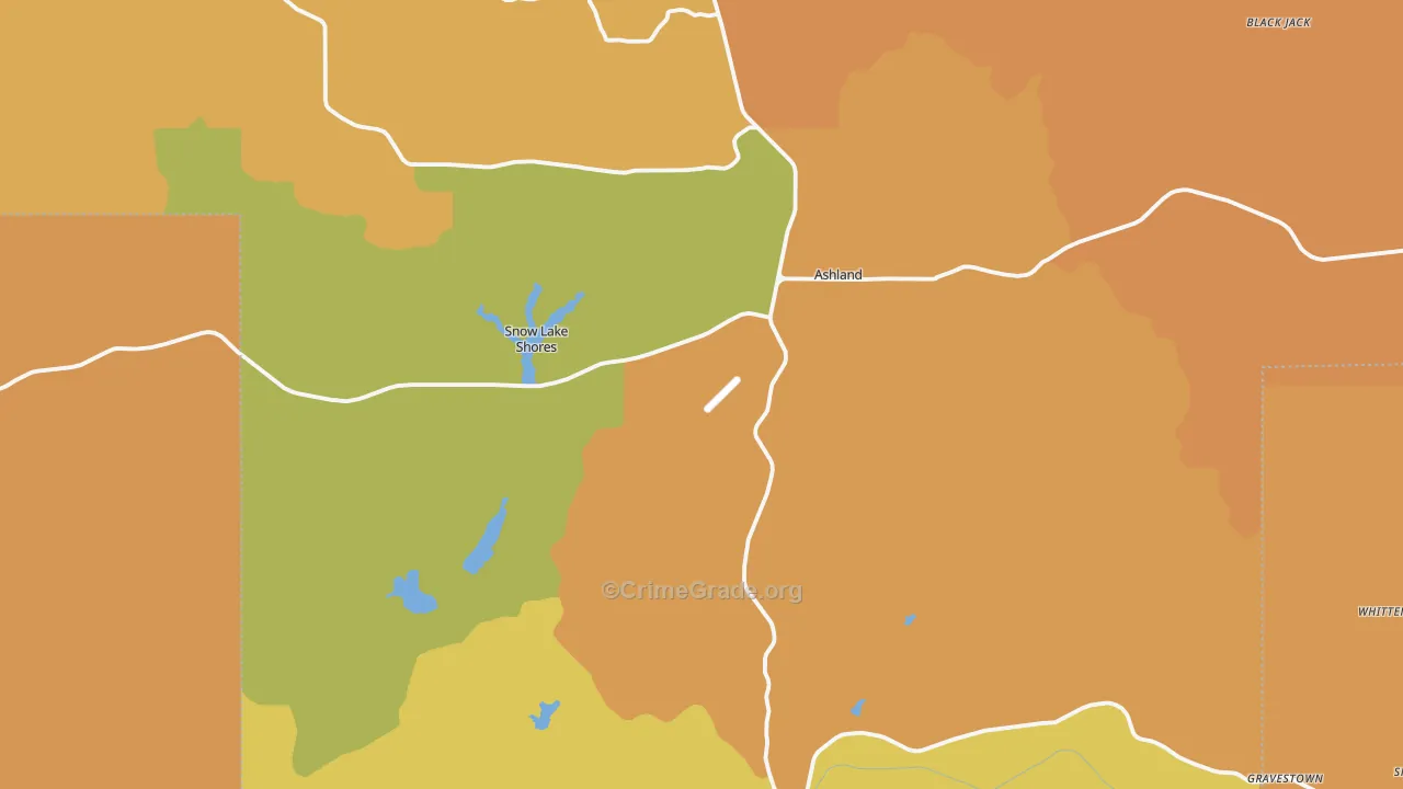 Benton County, MS Map of Burglary Rates
