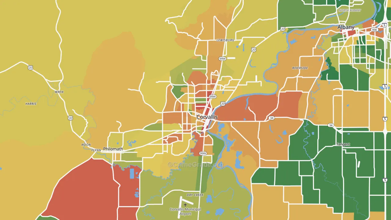 Benton County, OR Map of Burglary Rates