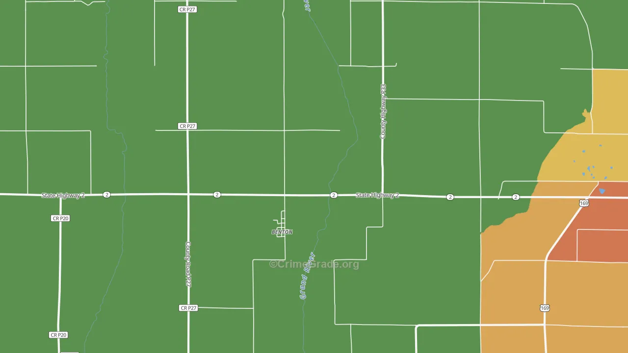 Benton, IA Map of Burglary Rates
