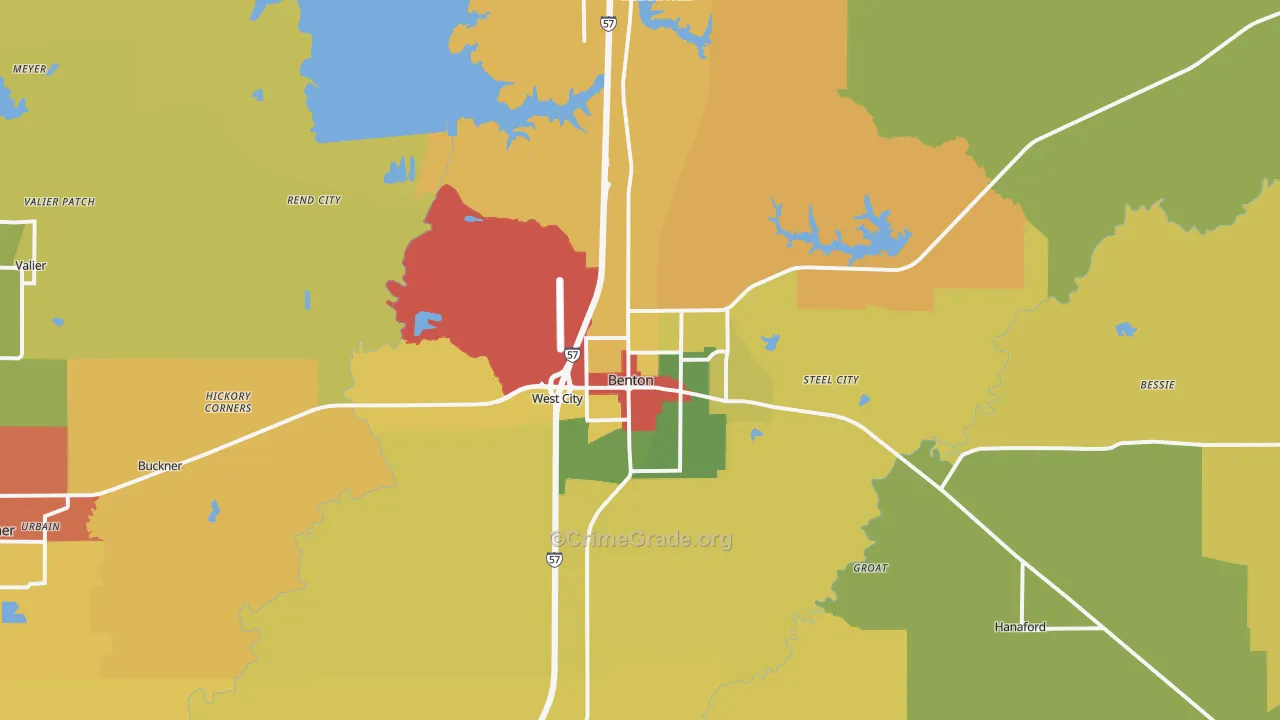Benton, IL Map of Burglary Rates