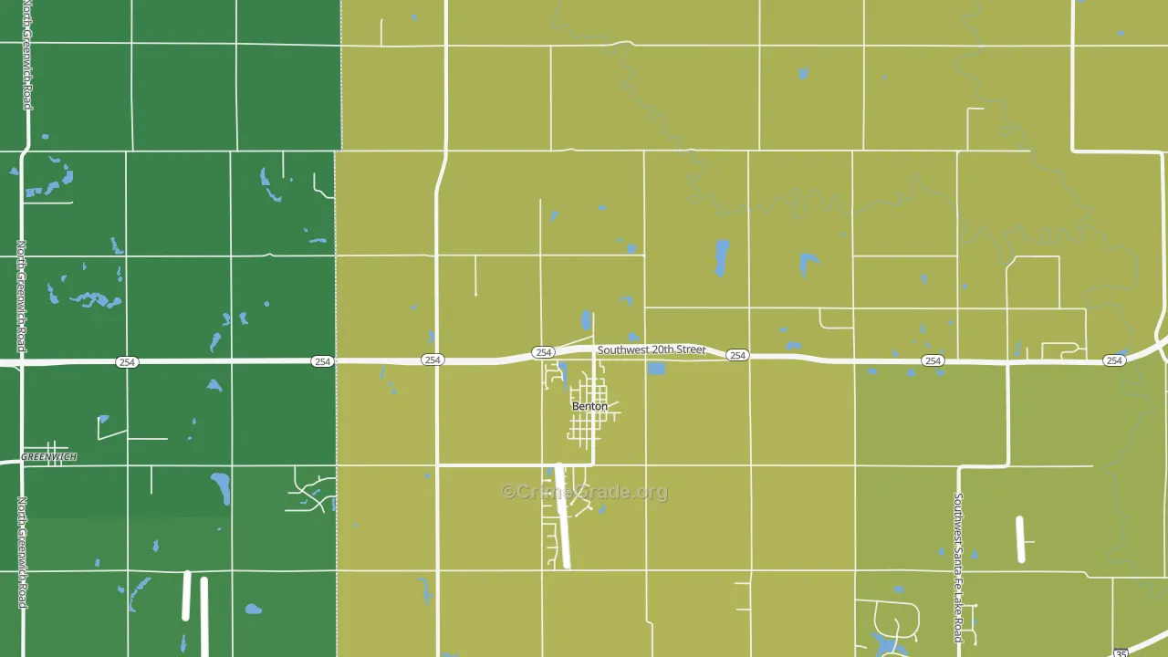 Benton, KS Map of Burglary Rates