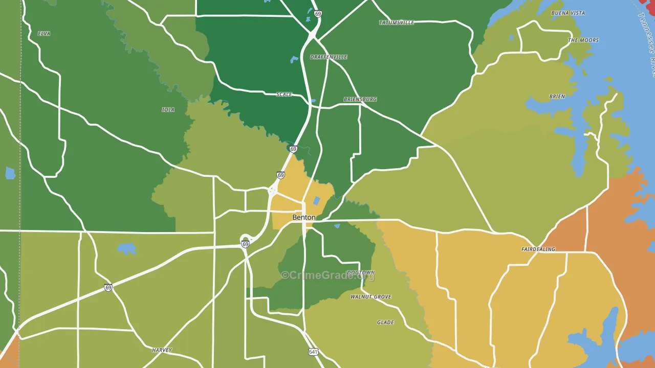Benton, KY Map of Burglary Rates