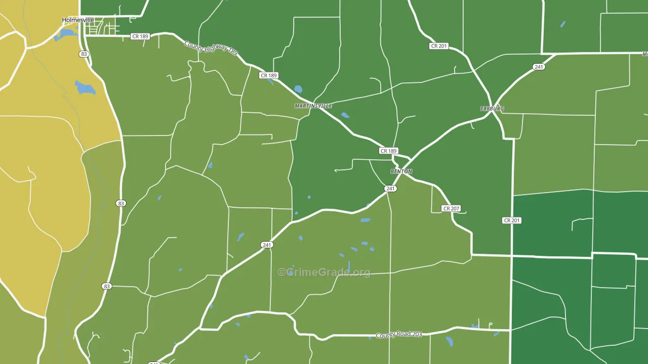 Benton, OH Map of Burglary Rates