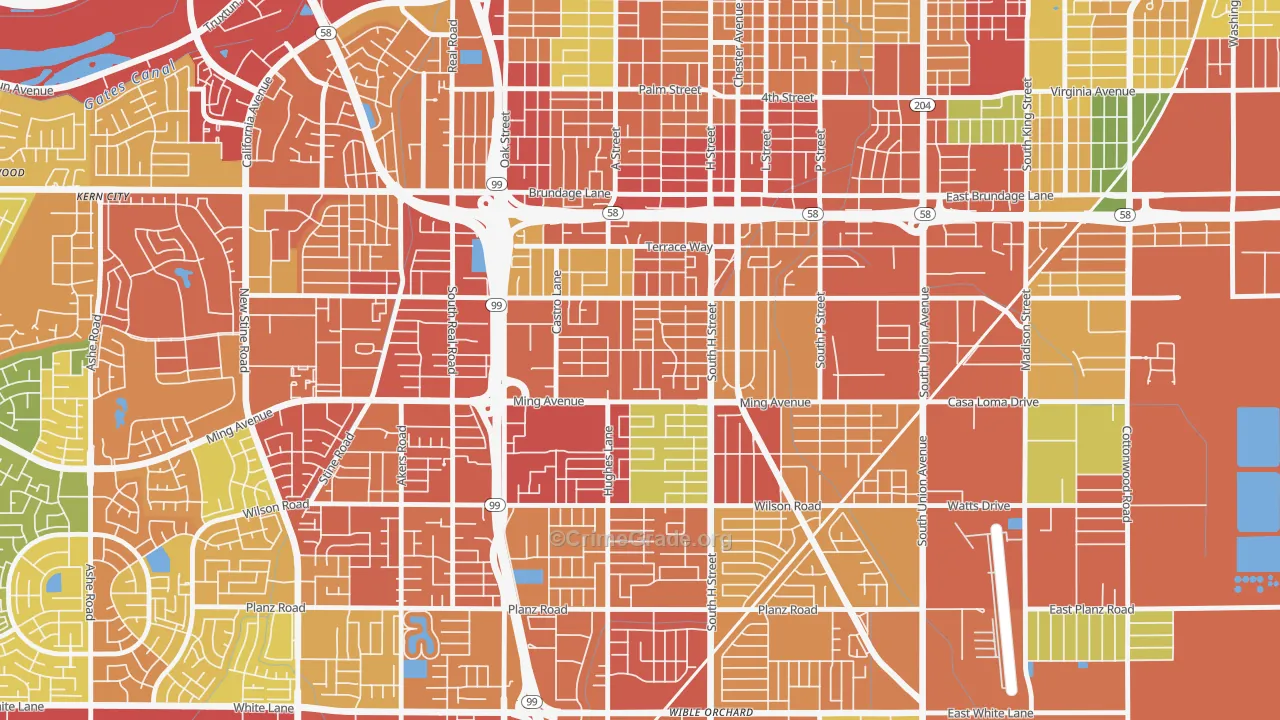 Benton Park, Bakersfield, CA Map of Burglary Rates