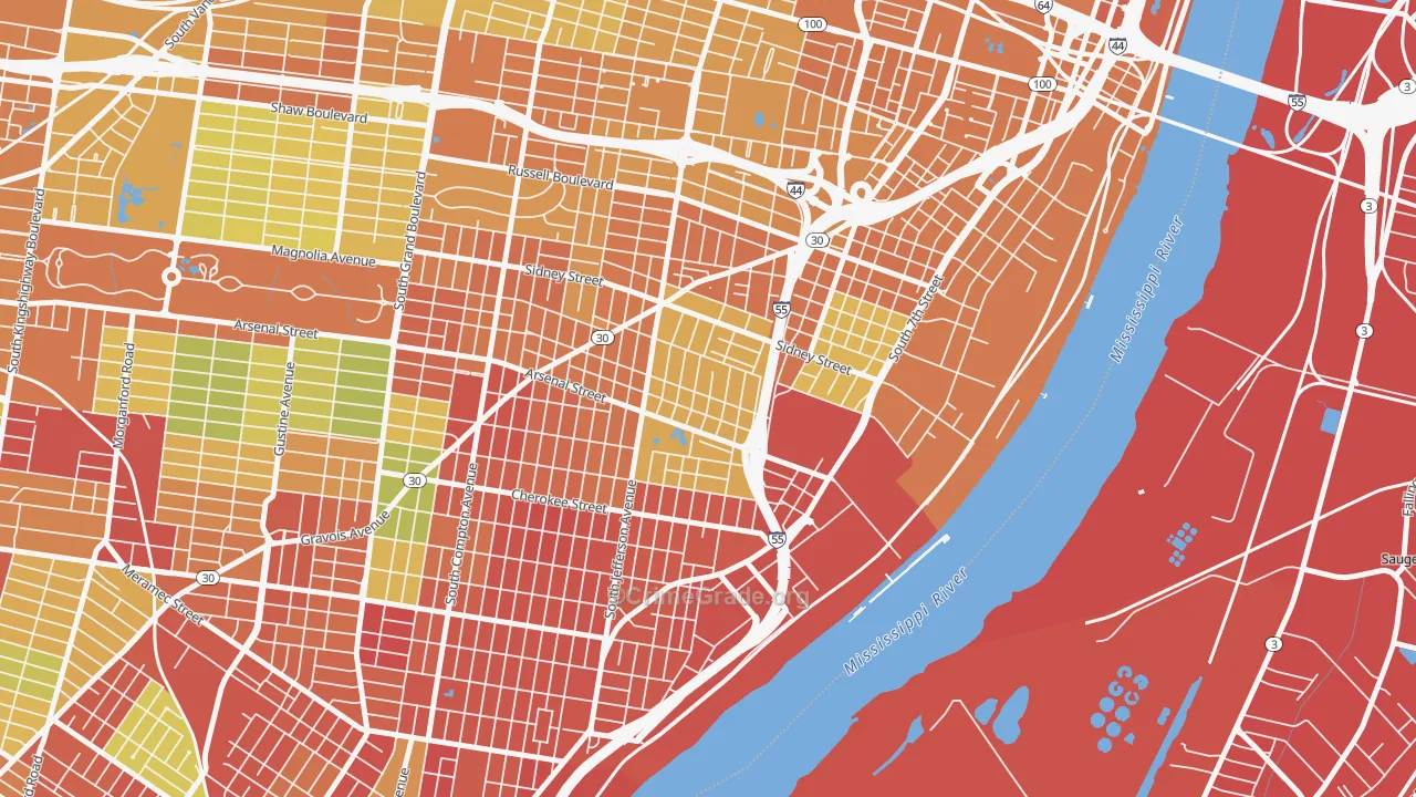 Benton Park, St. Louis, MO Map of Burglary Rates