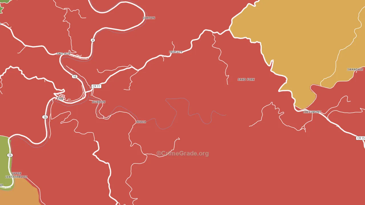Bentree, WV Map of Burglary Rates