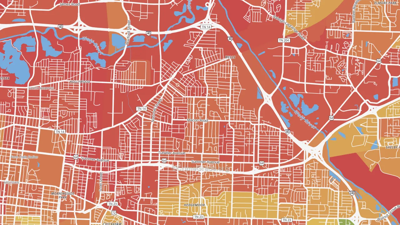 Berclair-Highland Heights, Memphis, TN Map of Burglary Rates