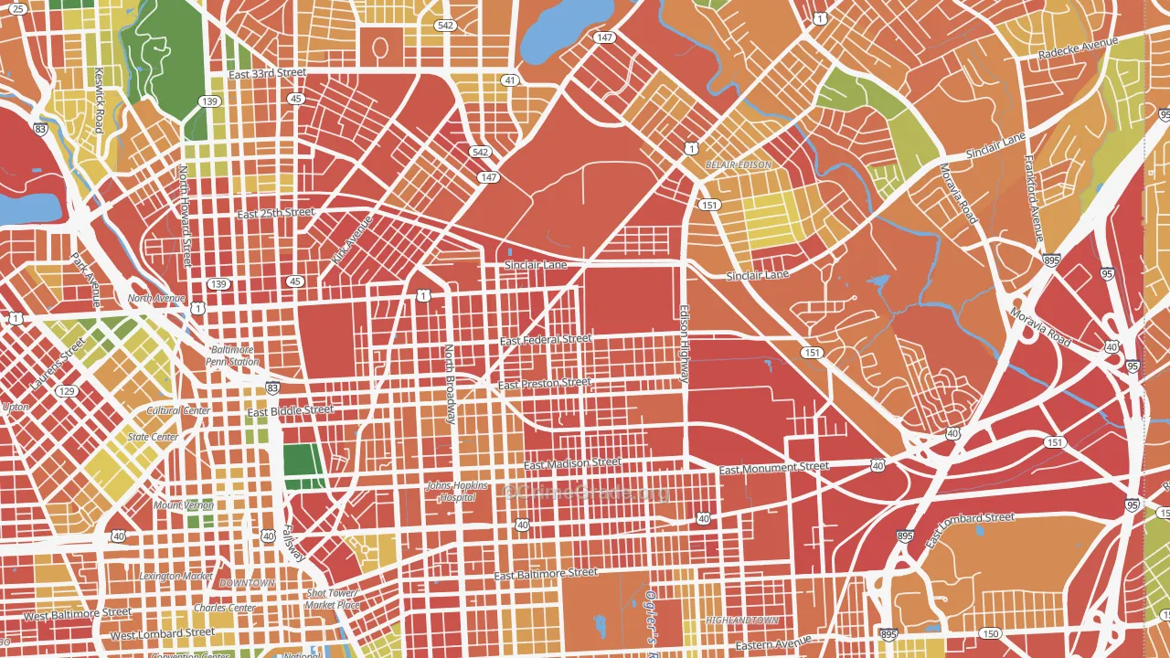 Berea, Baltimore, MD Map of Burglary Rates