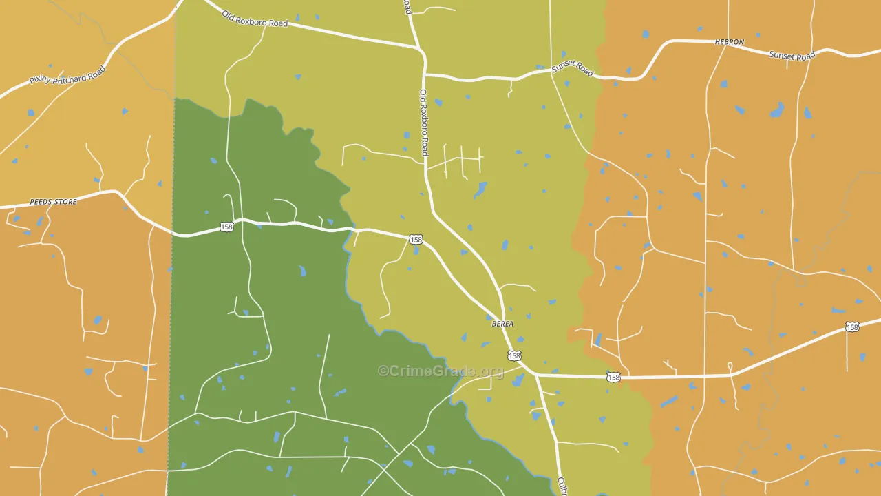 Berea, NC Map of Burglary Rates