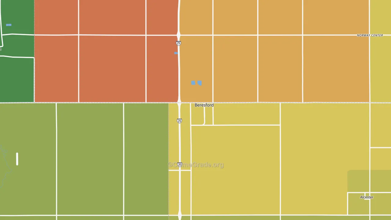 Beresford, SD Map of Burglary Rates