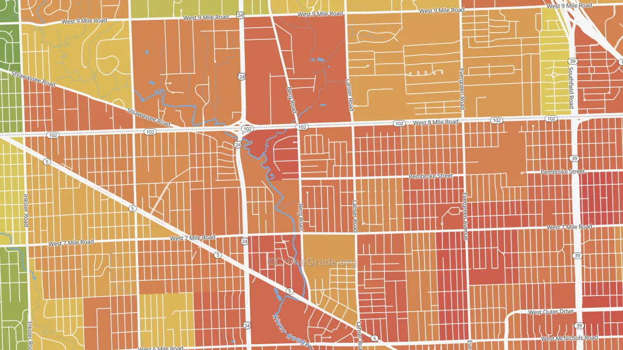 Berg-Lasher, Detroit, MI Map of Burglary Rates