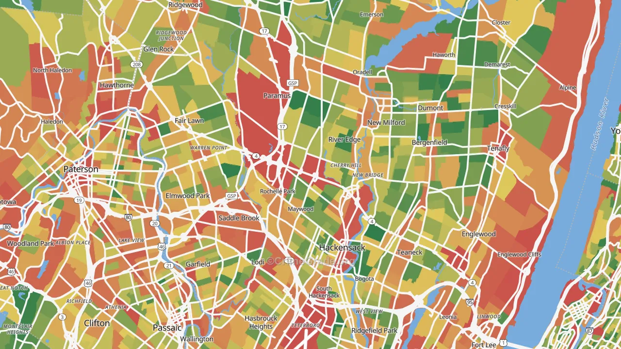 Bergen County, NJ Map of Burglary Rates