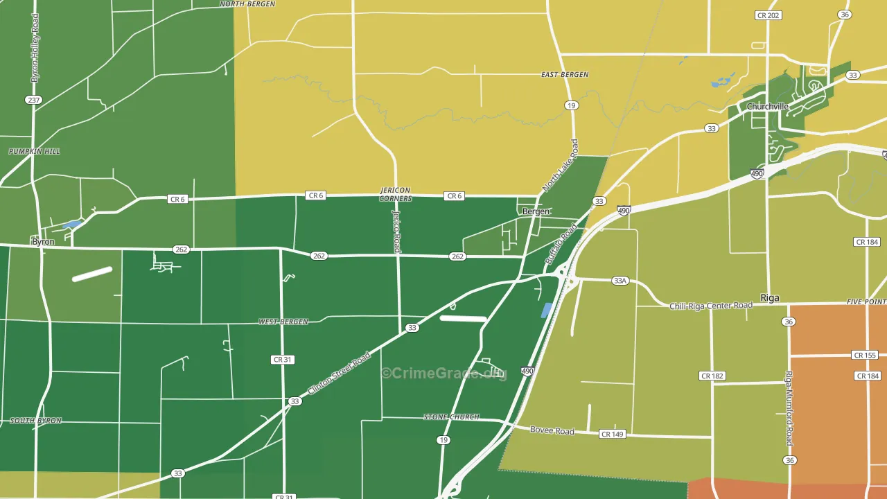 Bergen, NY Map of Burglary Rates