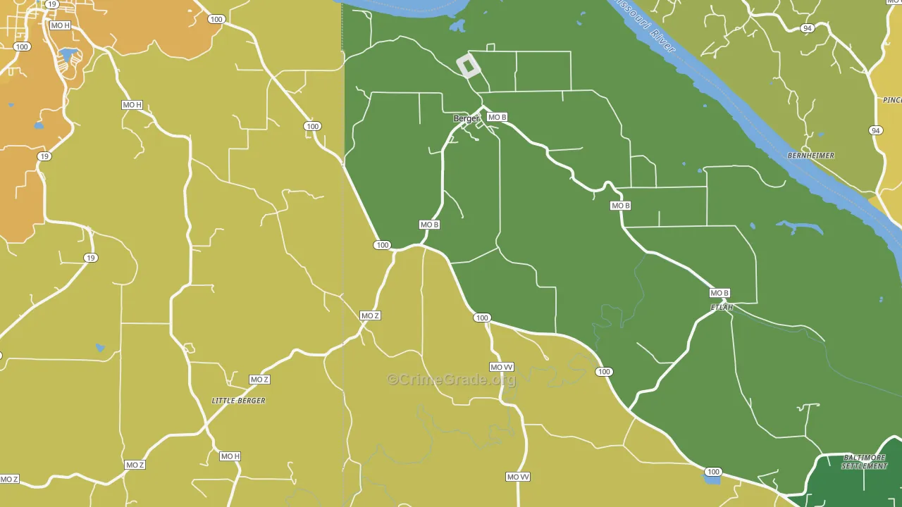 Berger, MO Map of Burglary Rates