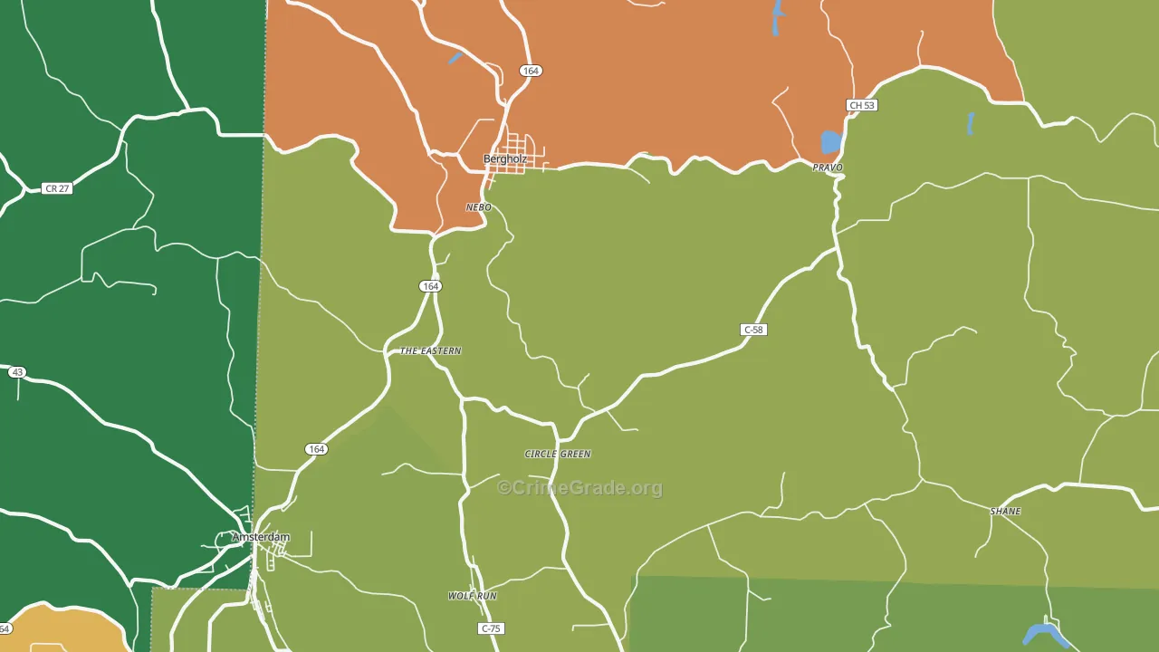 Bergholz, OH Map of Burglary Rates