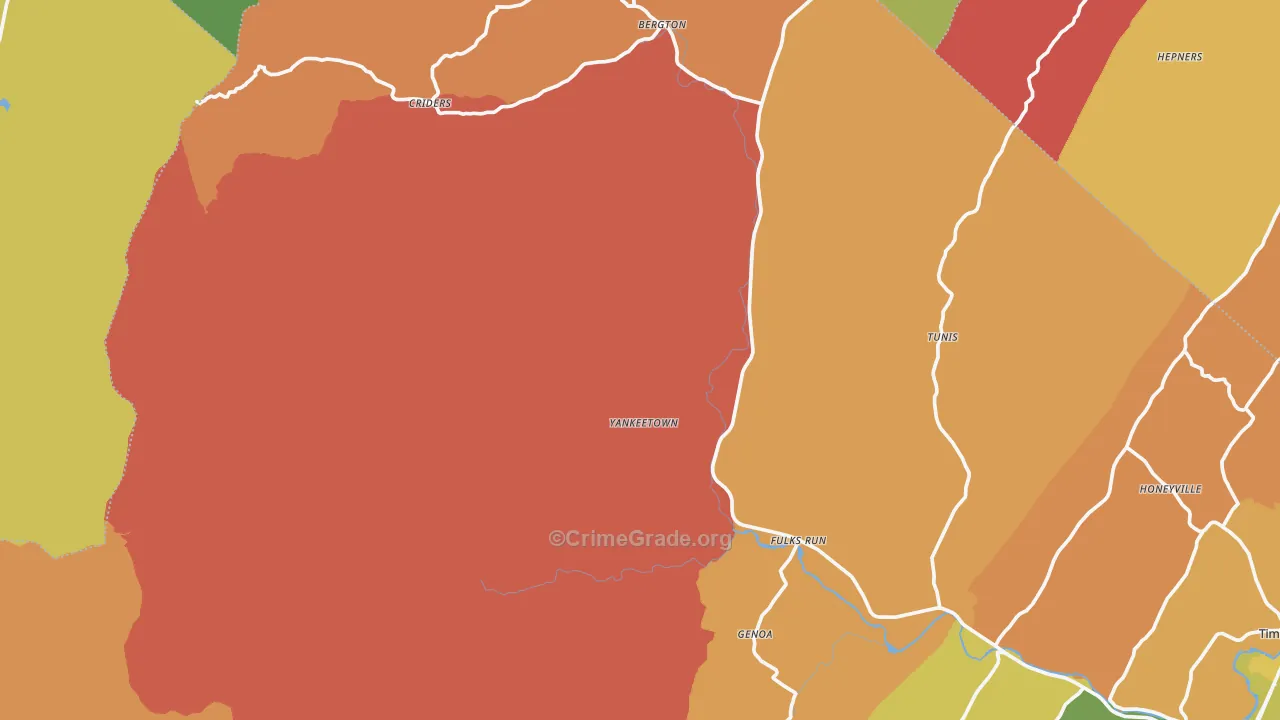Bergton, VA Map of Burglary Rates