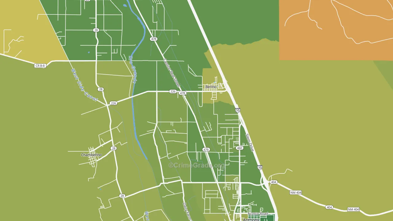 Berino, NM Map of Burglary Rates