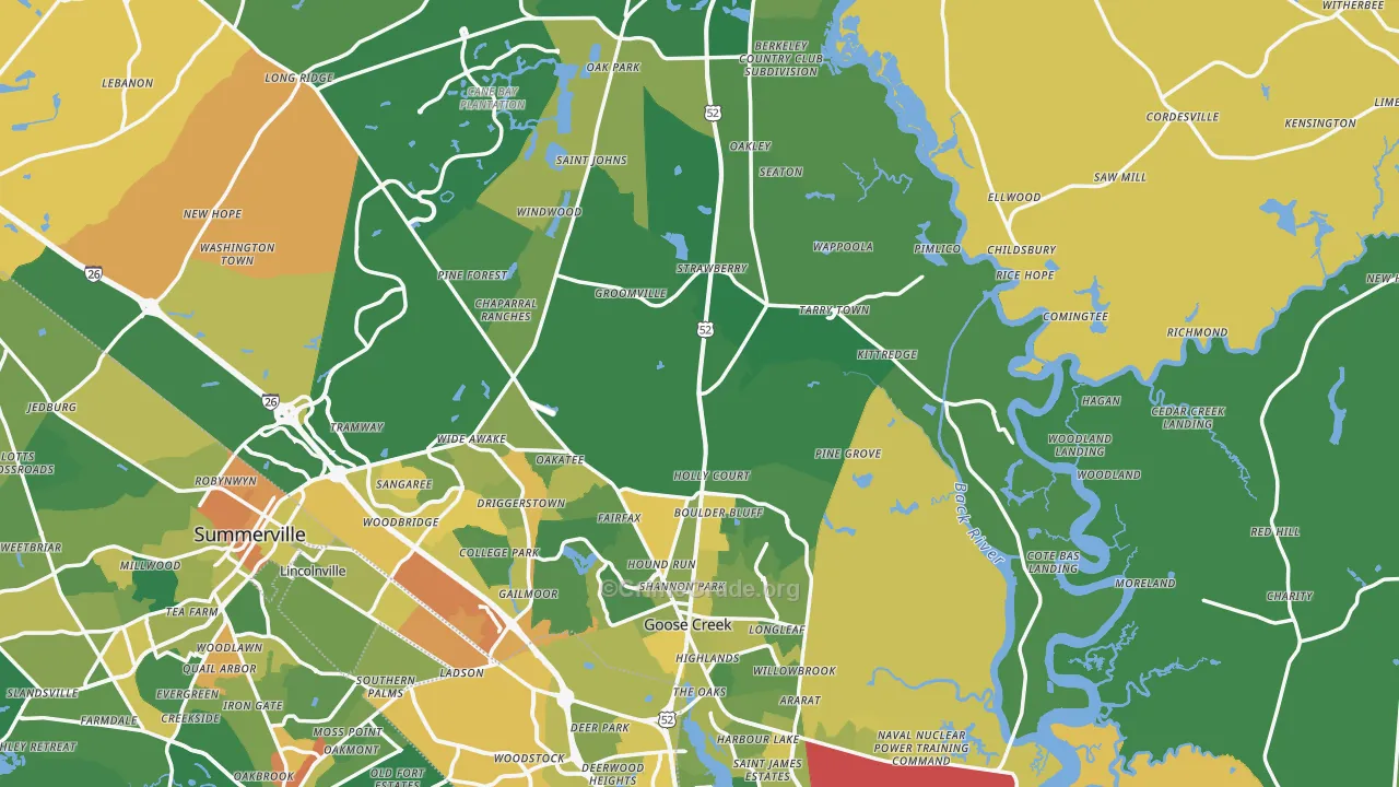 Berkeley County, SC Map of Burglary Rates