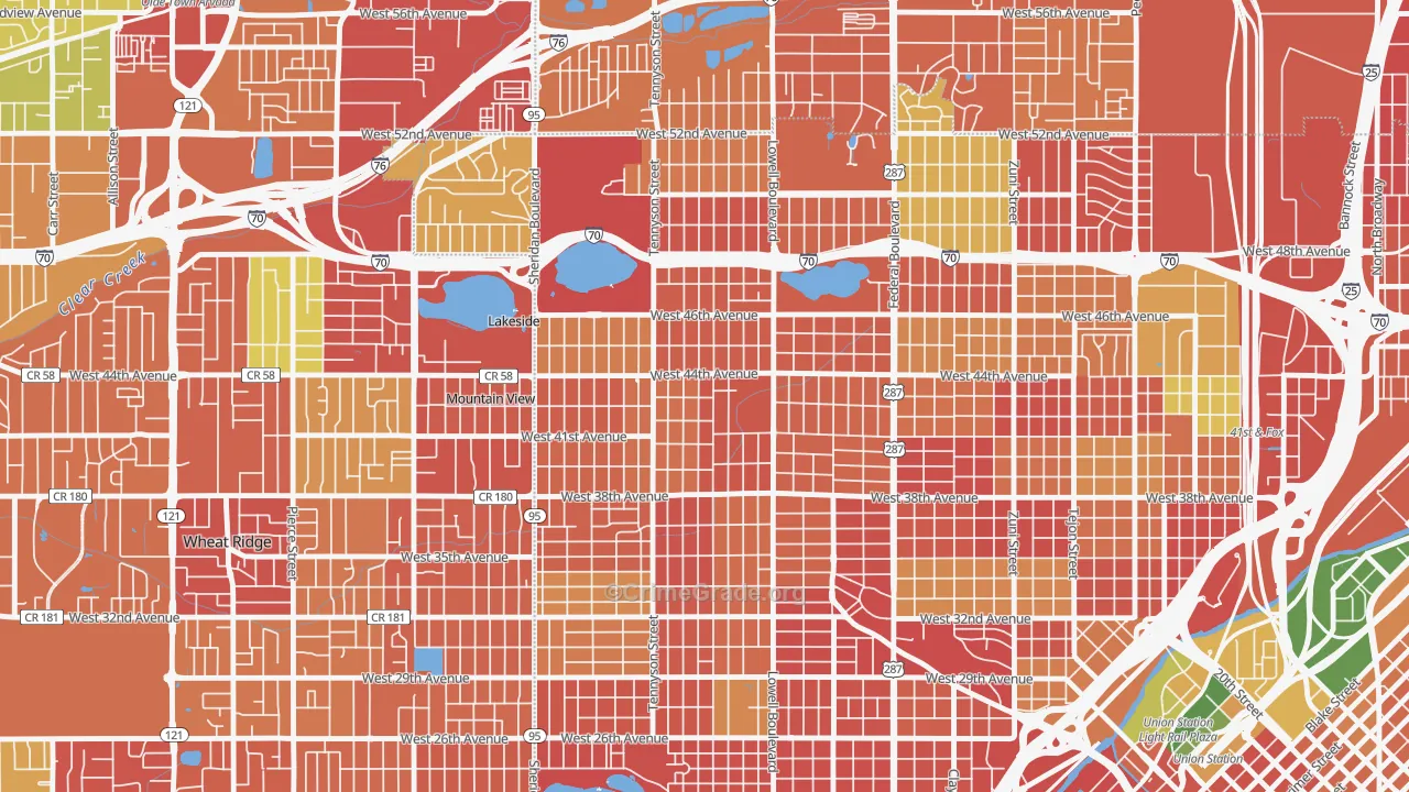 Berkeley, Denver, CO Map of Burglary Rates
