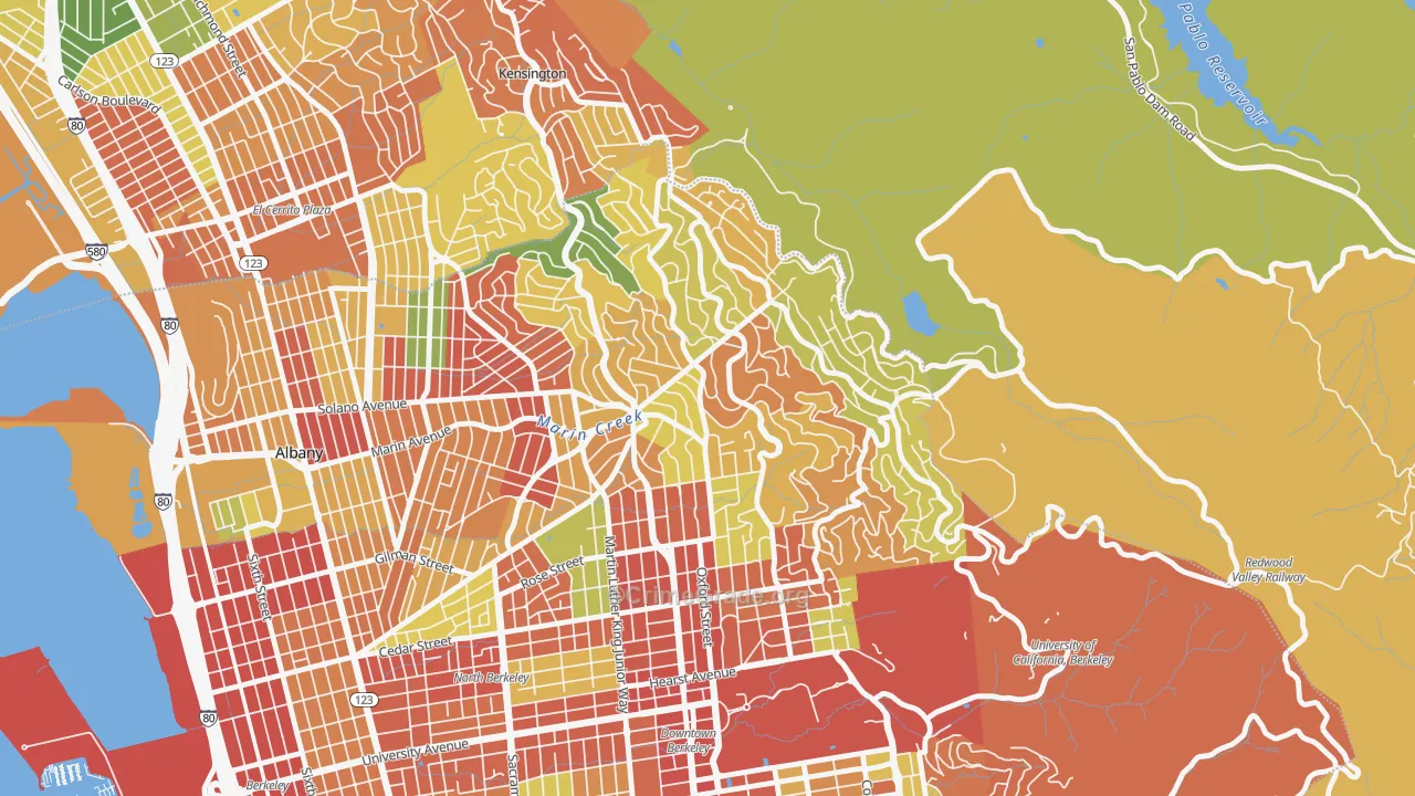 Berkeley Hills, Berkeley, CA Map of Burglary Rates