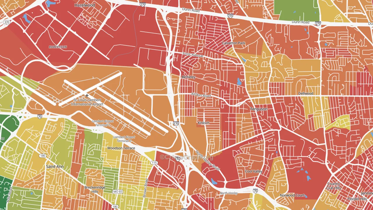 Berkeley, MO Map of Burglary Rates