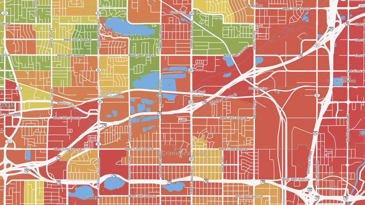 Berkley, CO Map of Burglary Rates