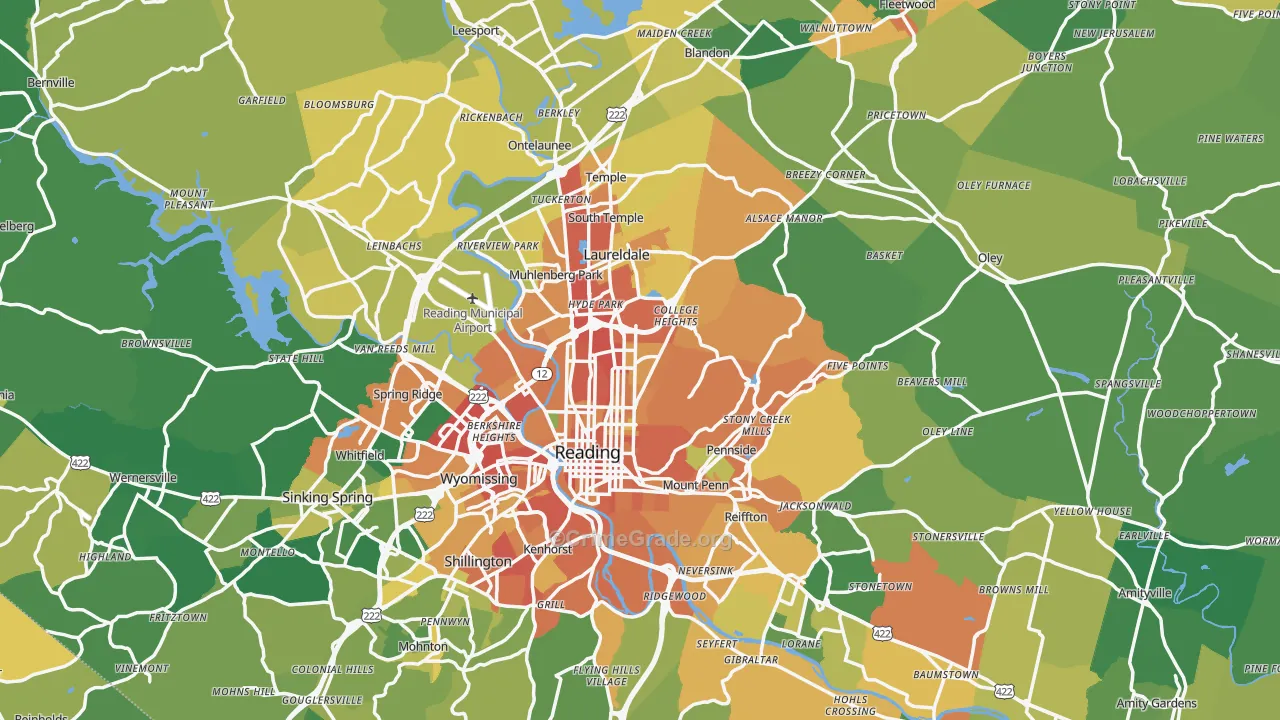 Berks County, PA Map of Burglary Rates