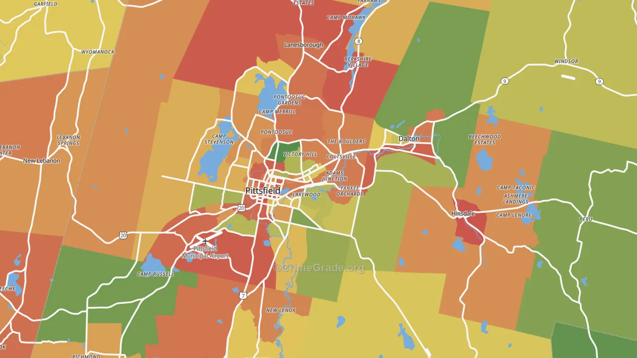 Berkshire County, MA Map of Burglary Rates