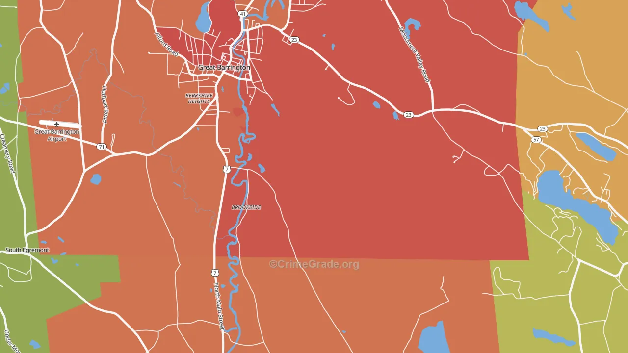 Berkshire Heights, MA Map of Burglary Rates