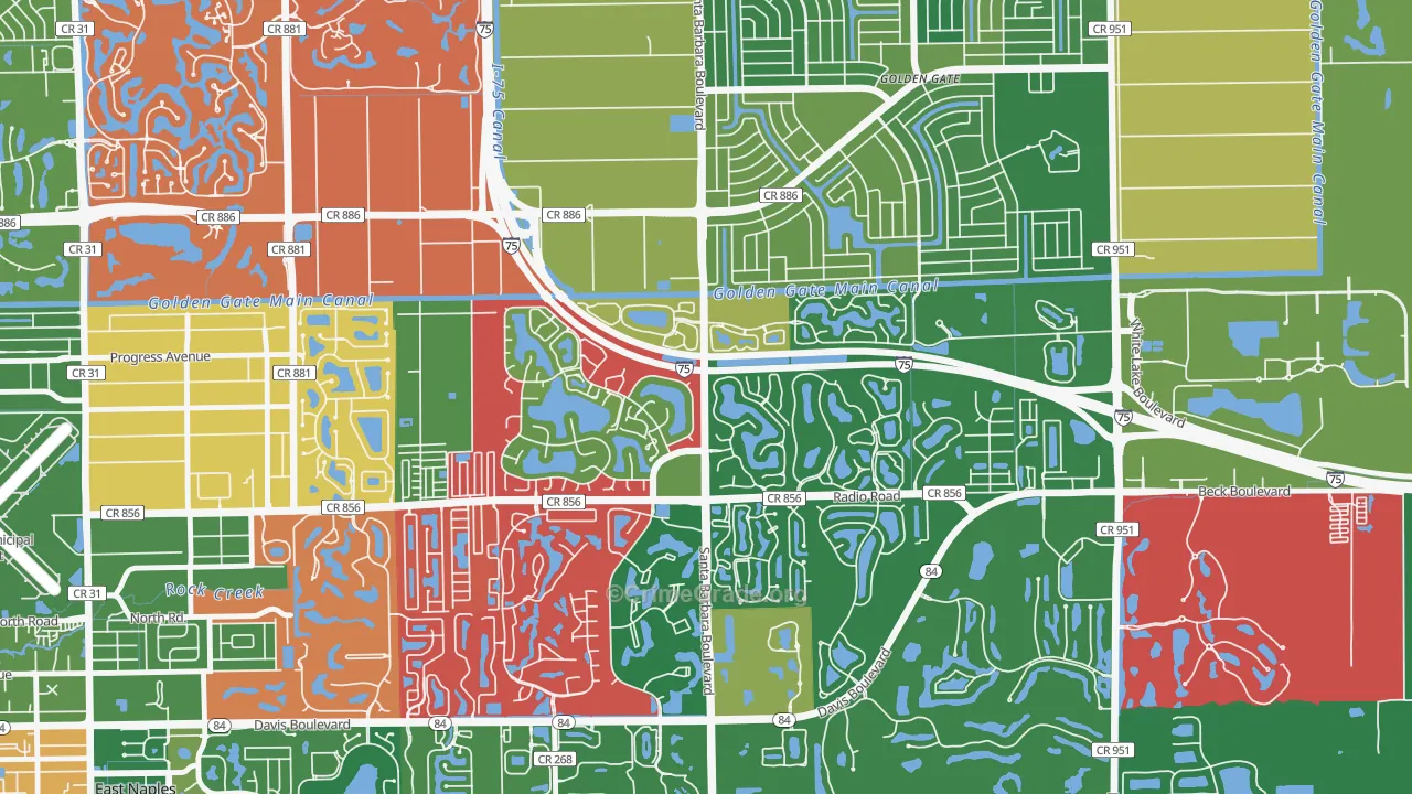 Berkshire Lakes, Naples, FL Map of Burglary Rates