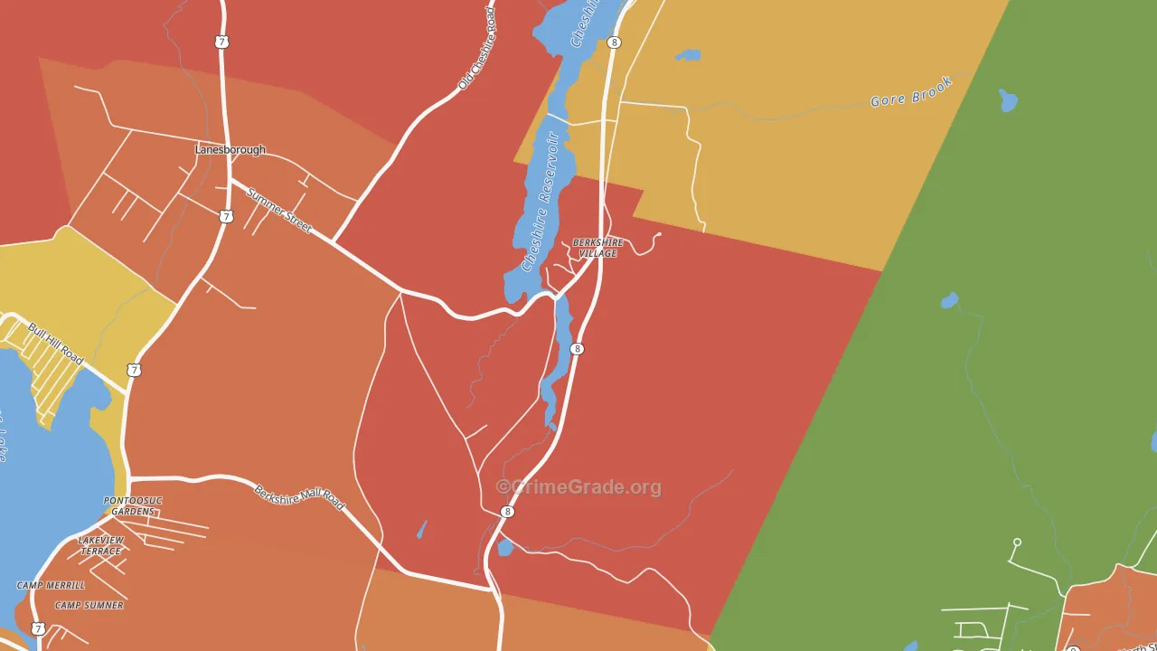 Berkshire, MA Map of Burglary Rates