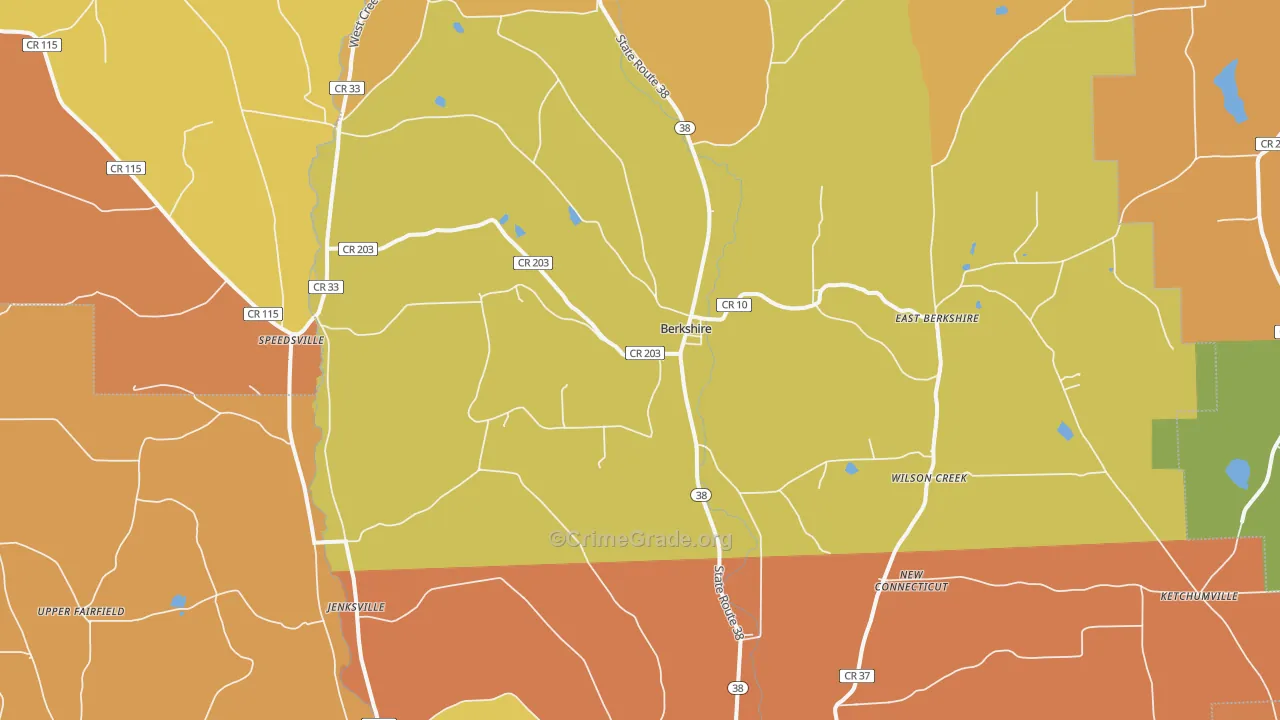 Berkshire, NY Map of Burglary Rates