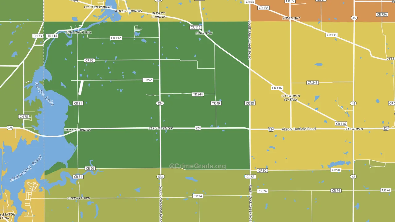 Berlin Center, OH Map of Burglary Rates