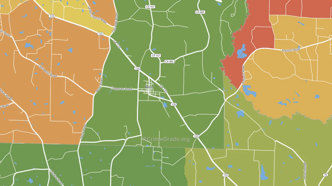 Berlin, GA Map of Burglary Rates