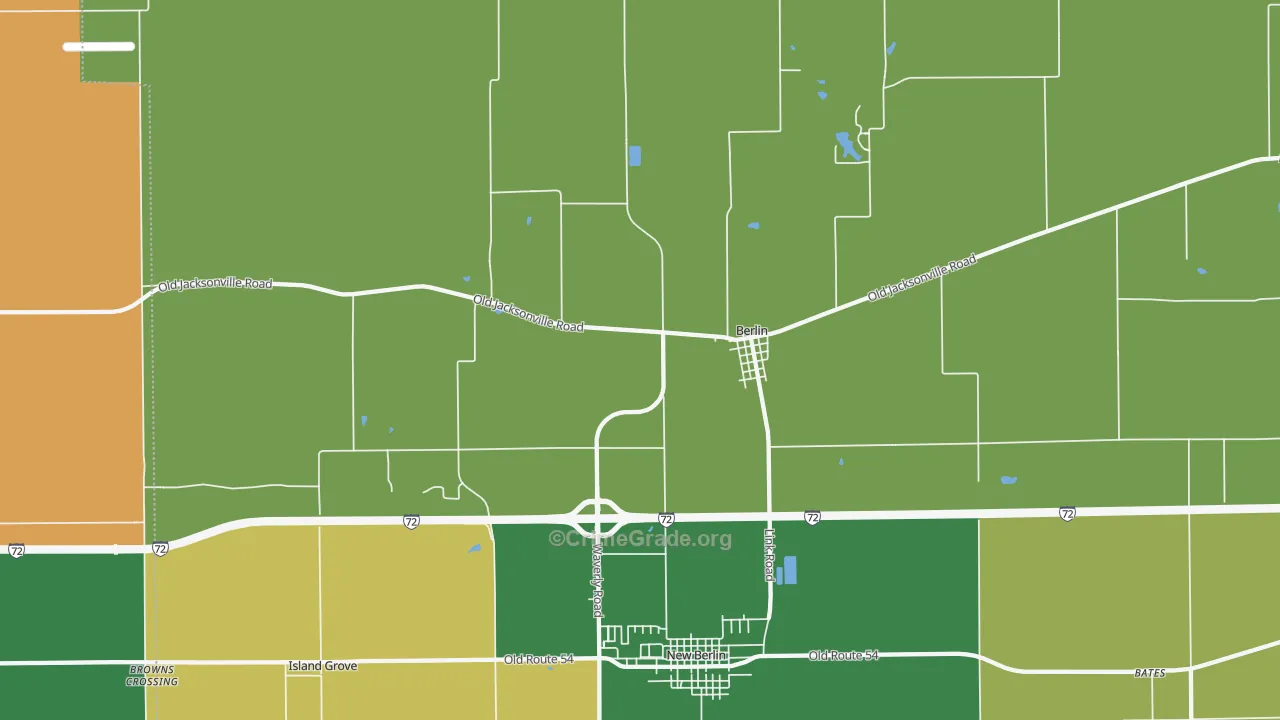 Berlin, IL Map of Burglary Rates